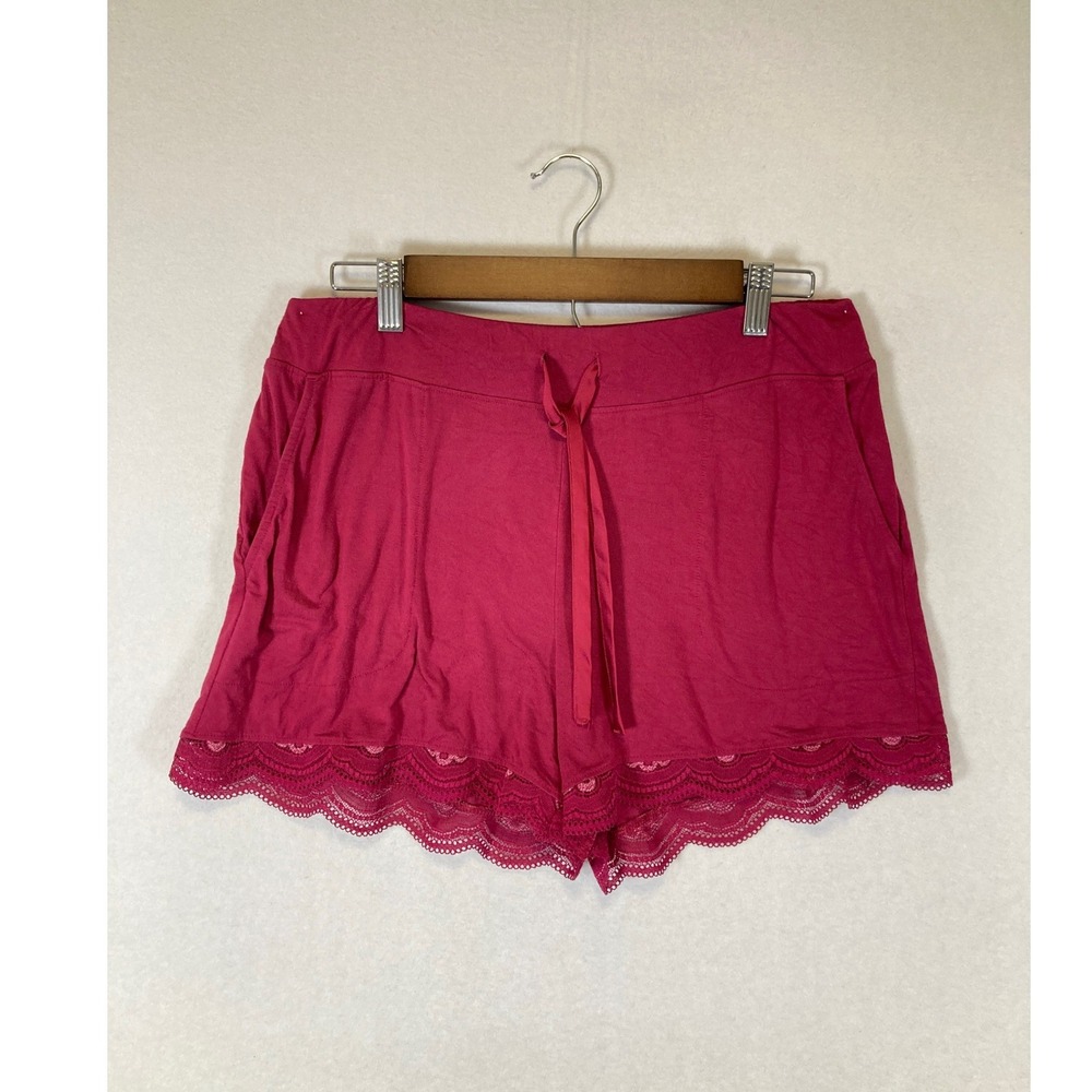 Coquette Soma Women Size Medium Berry Pink Lace Trim Pajama Lounge Shorts